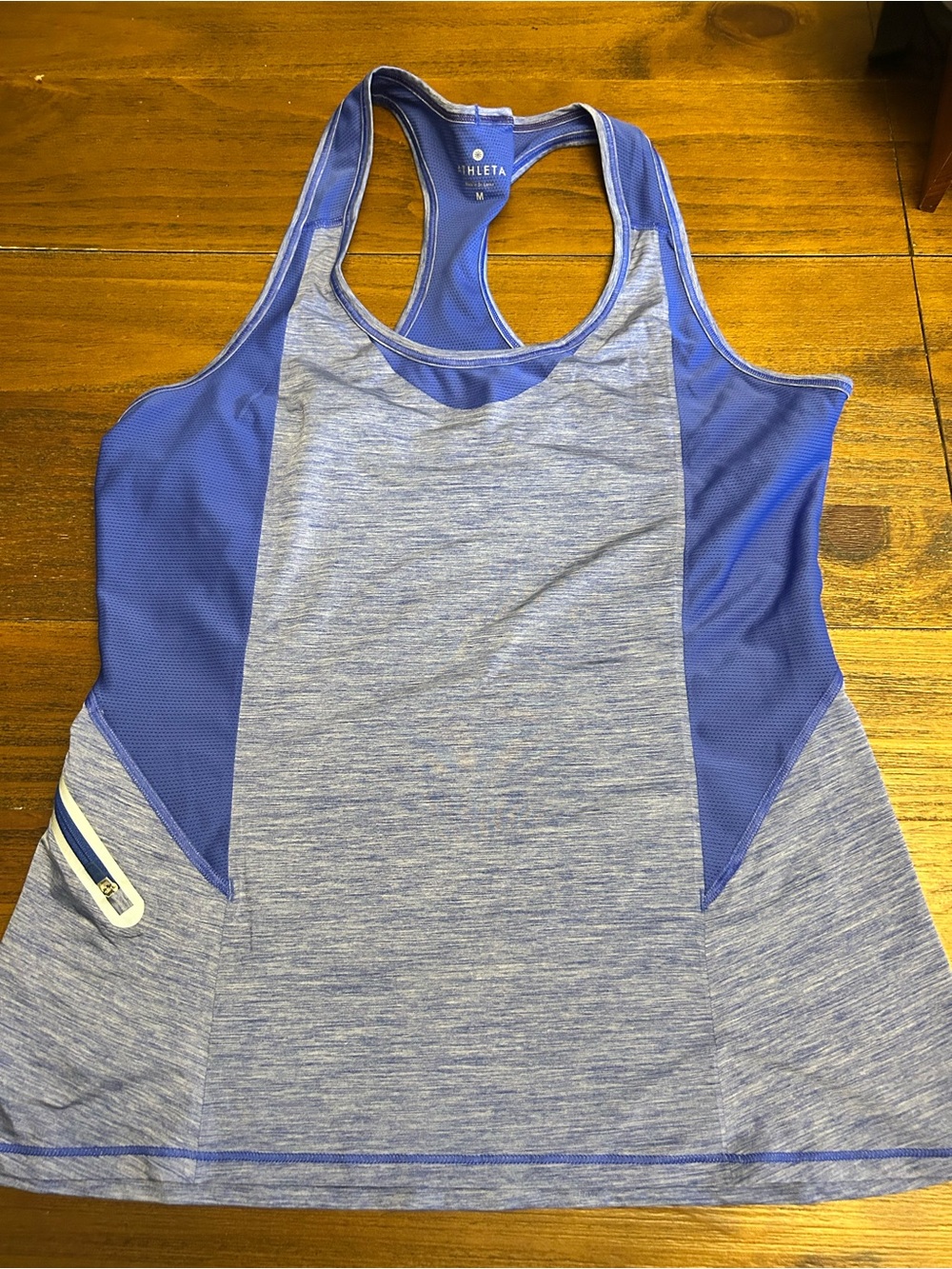 Athleta Heathered Light Blue and Royal Blue Racerback Tank